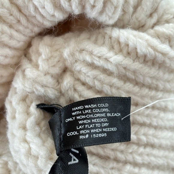 Aqua Fringe Sweater Large Chunky Cowl Neck Ivory Cable Knit Blogger Favorite NEW - Picture 11 of 13